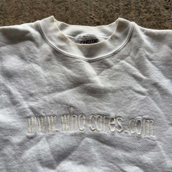 American Vintage Other - VINTAGE 90S WHO CARES CREWNECK FUNNY JOKE HUMOR DOT COM GRAPHIC MENS LARGE